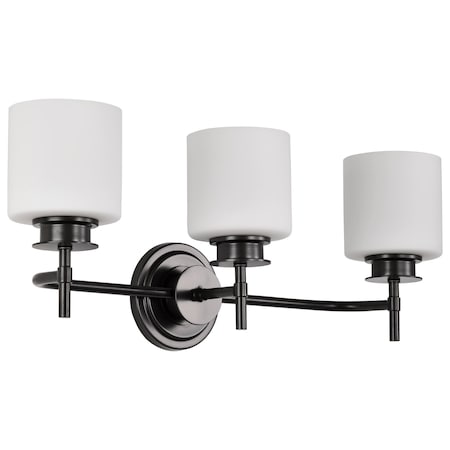 Nuvo Warren - 3 Light Vanity - Gun Metal with Satin White Glass 60/8033